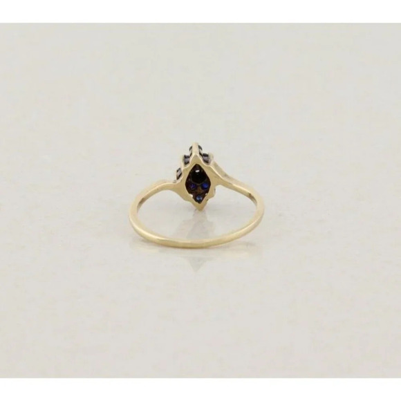 14k Yellow Gold Natural Blue Sapphire and Diamond Ring Size 5 3/4 - Picture 6 of 6